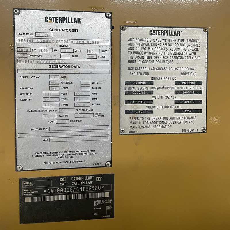 800KW卡特彼勒二手发电机组出售价格-2006年出厂